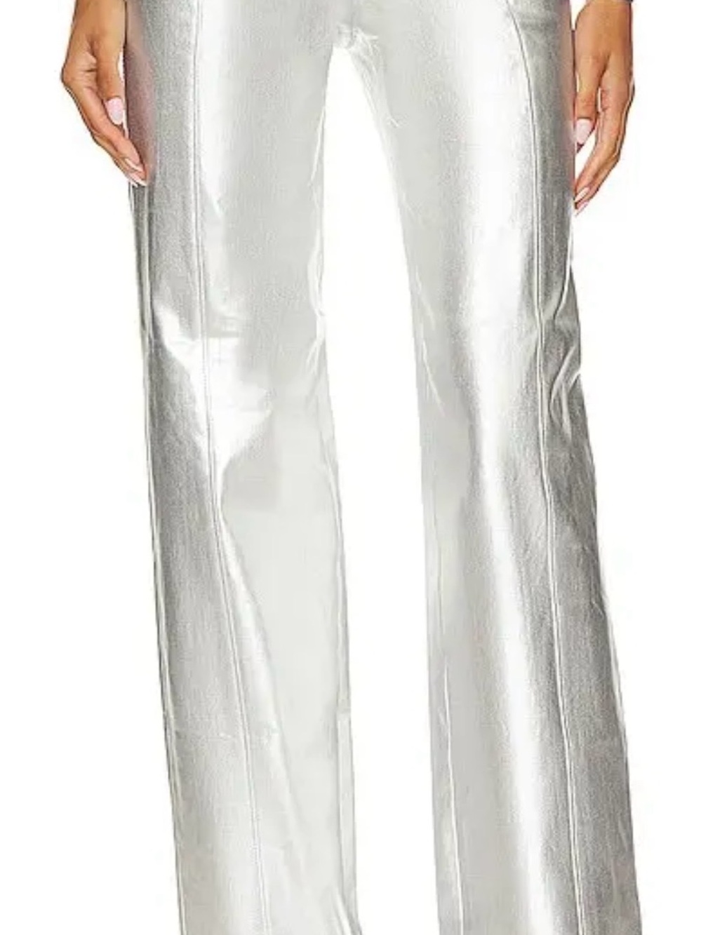 cinq a sept Silver Metallic Wide-Leg Pants